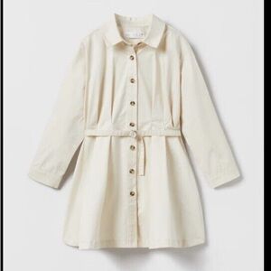ZARA GIRLS SHIRT DRESS WITH BELT LIGHT BEIGE